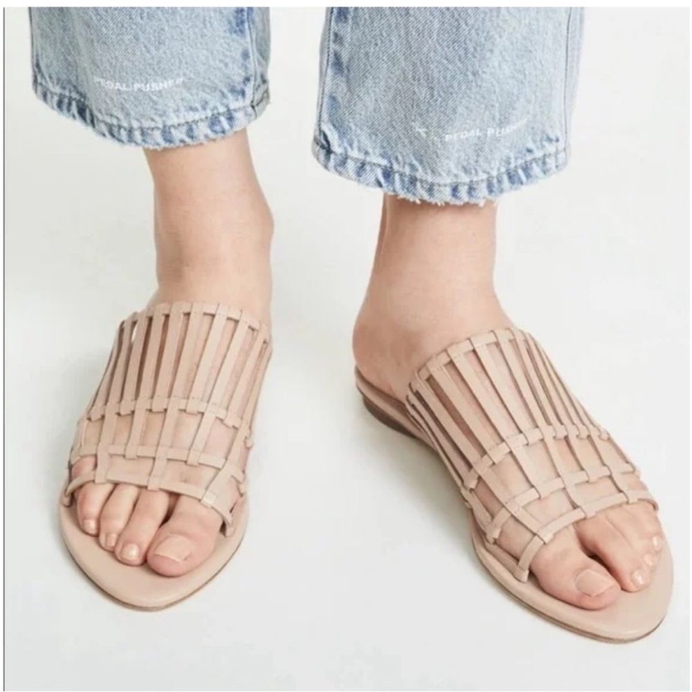 Cult Gaia tan cage sandals